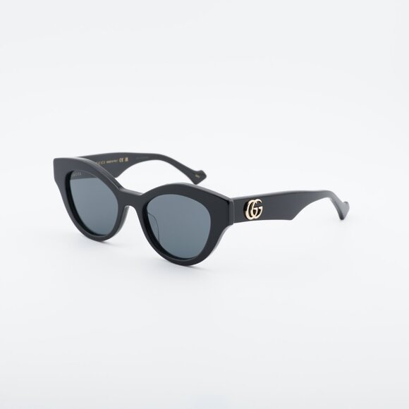Gucci GG0957S 002 Sunglasses Black Cat Eye Frame, Grey Lenses